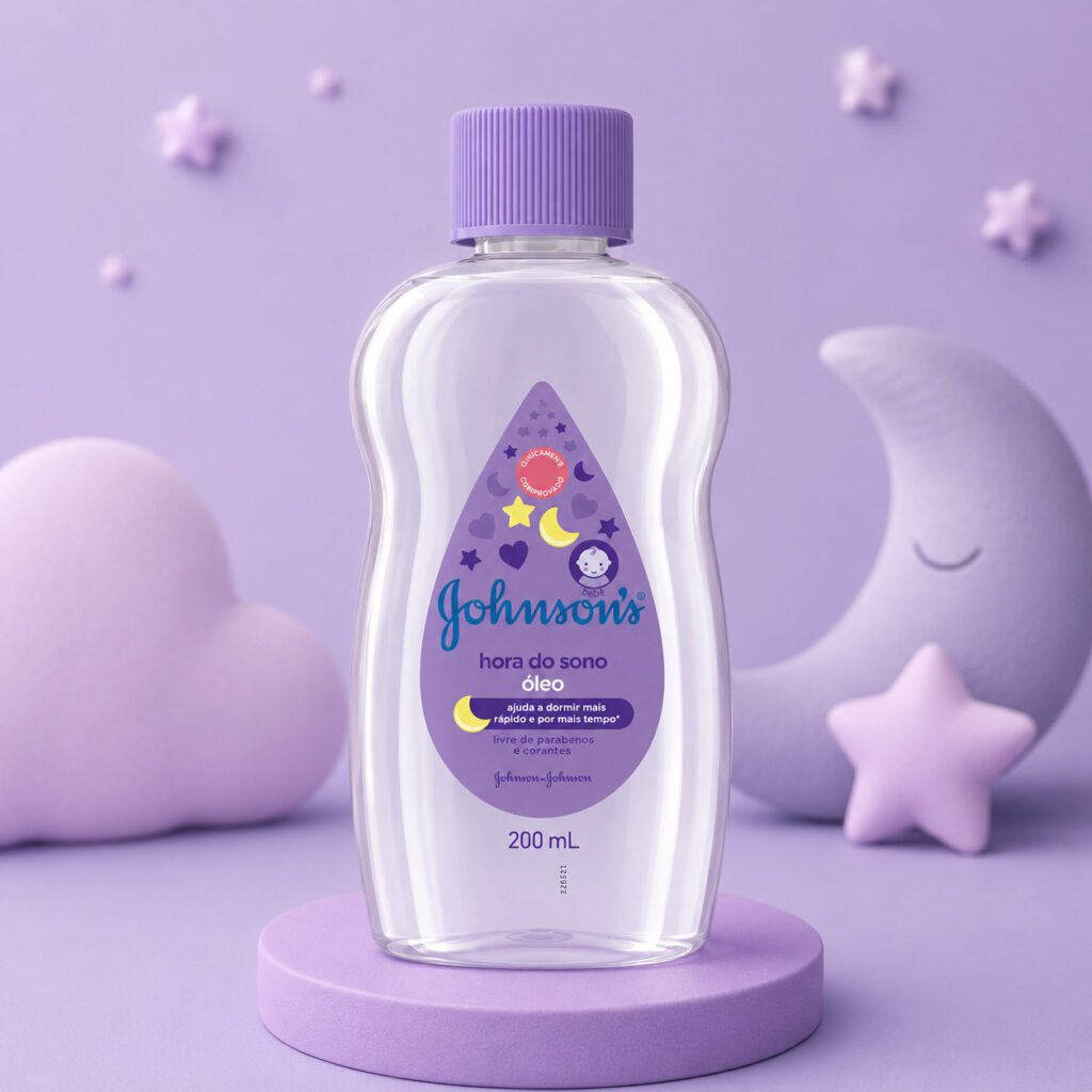 Óleo infantil Johnson's Baby 200ml com fórmula suave para pele delicada.