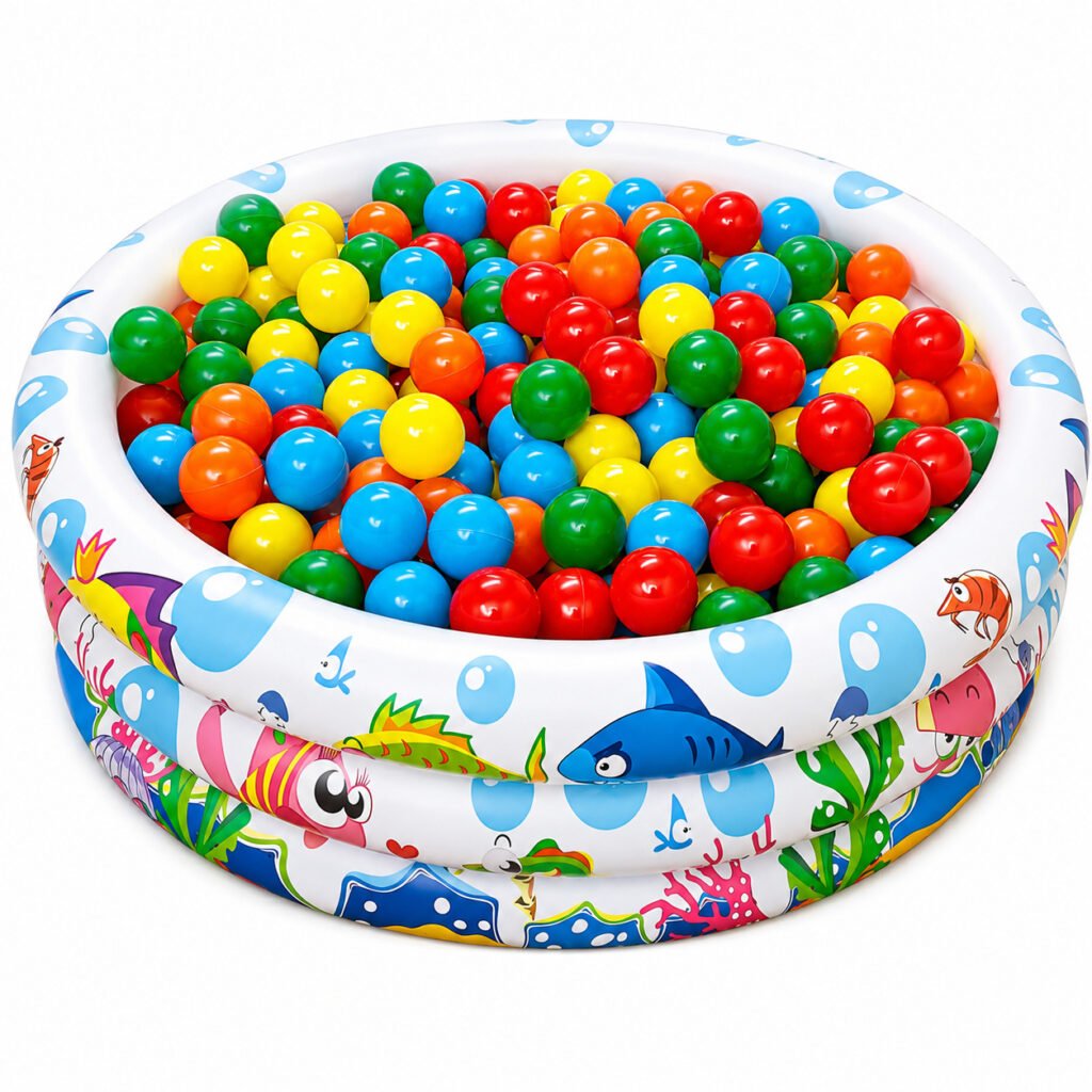 Piscina de bolinhas infantil inflável colorida com 50 bolinhas para bebês e crianças
