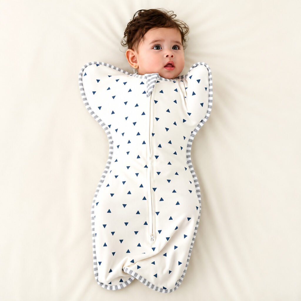 Swaddle para bebê em 100% algodão puro proporcionando conforto e aconchego durante o sono.