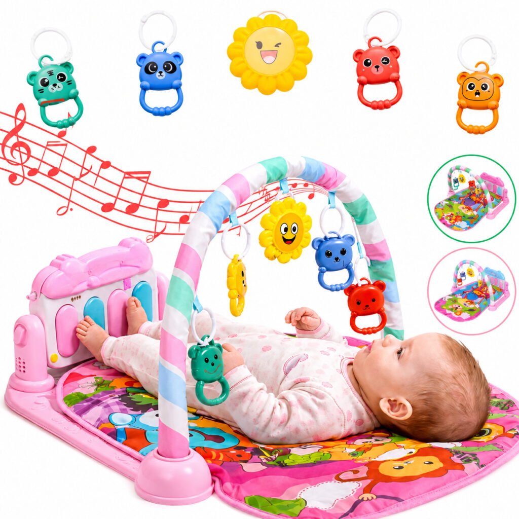 Tapete infantil sensorial com piano e estímulo musical para desenvolvimento