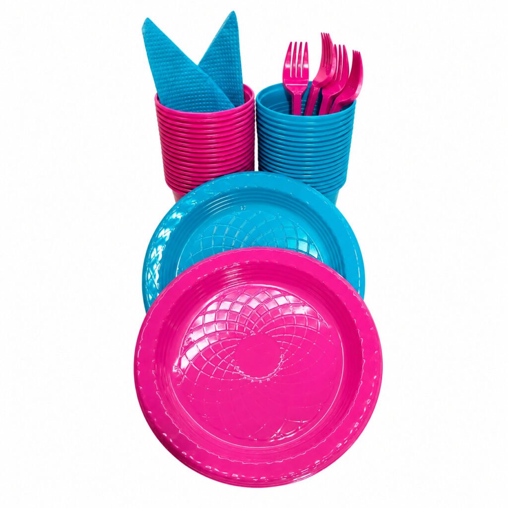 Kit Descartáveis Chá Revelação e Chá de Bebê para 200 Pessoas Azul e Rosa Completo