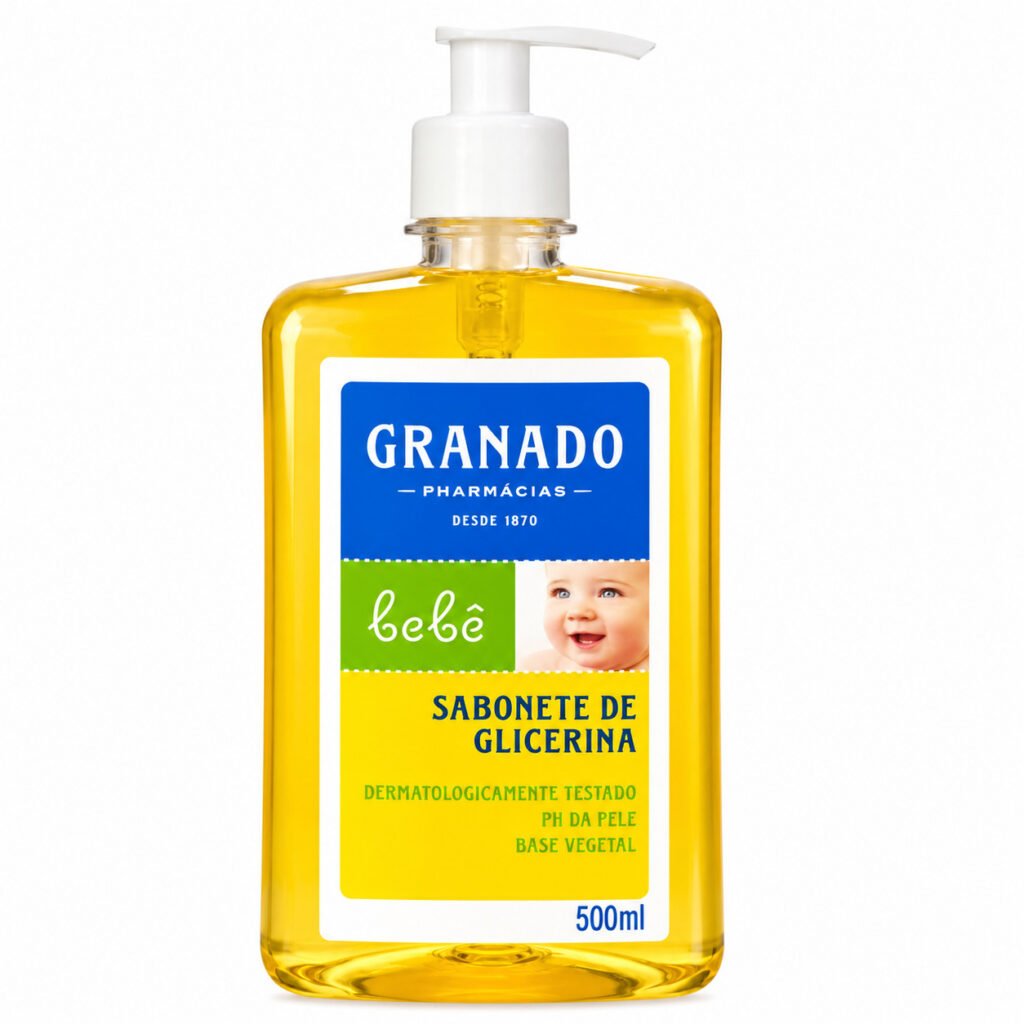 Sabonete Líquido Granado Bebê Glicerina Tradicional 500ml para higiene diária do bebê.