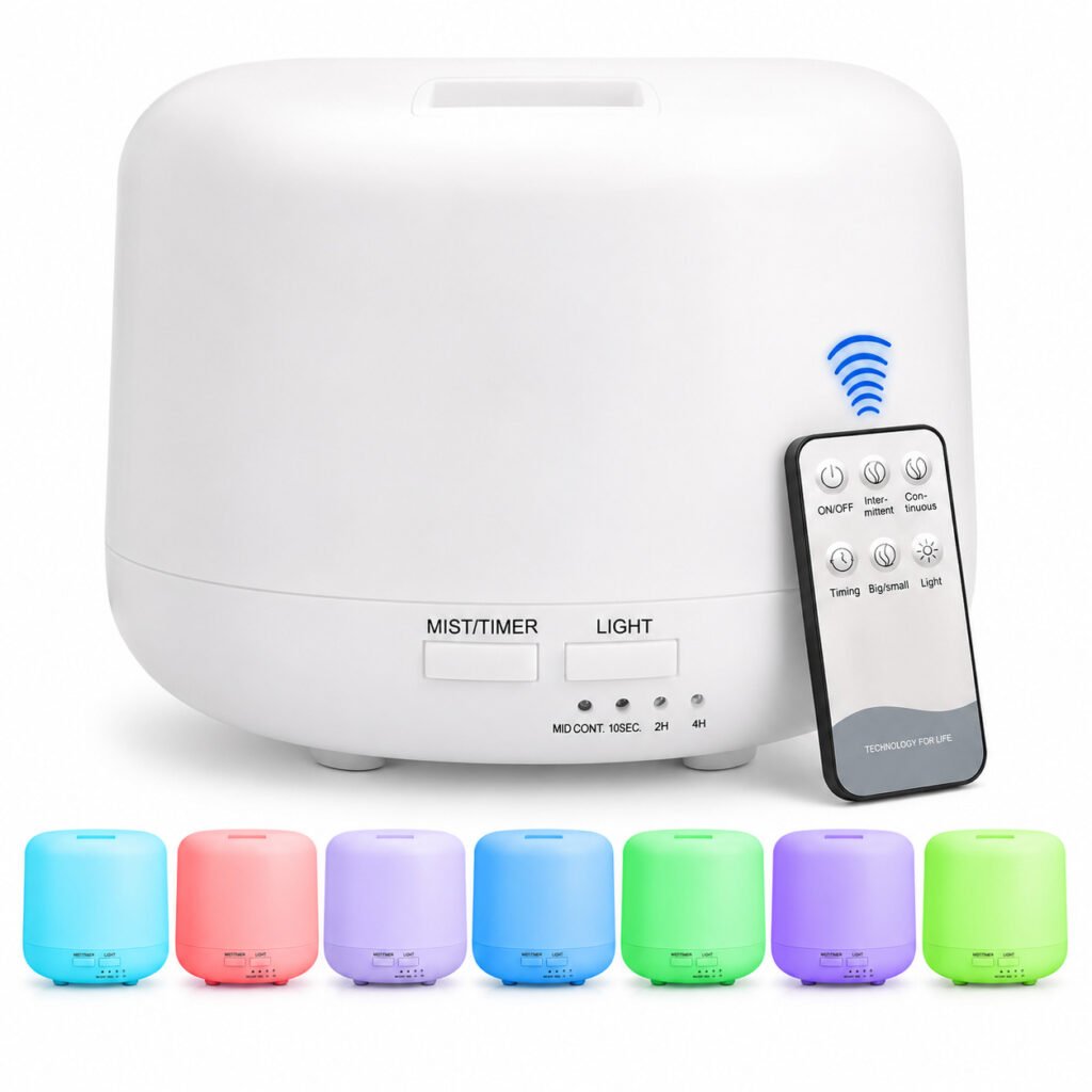Umidificador difusor aromático ultrassônico Swave 300ml com iluminação LED RGB de 7 cores.