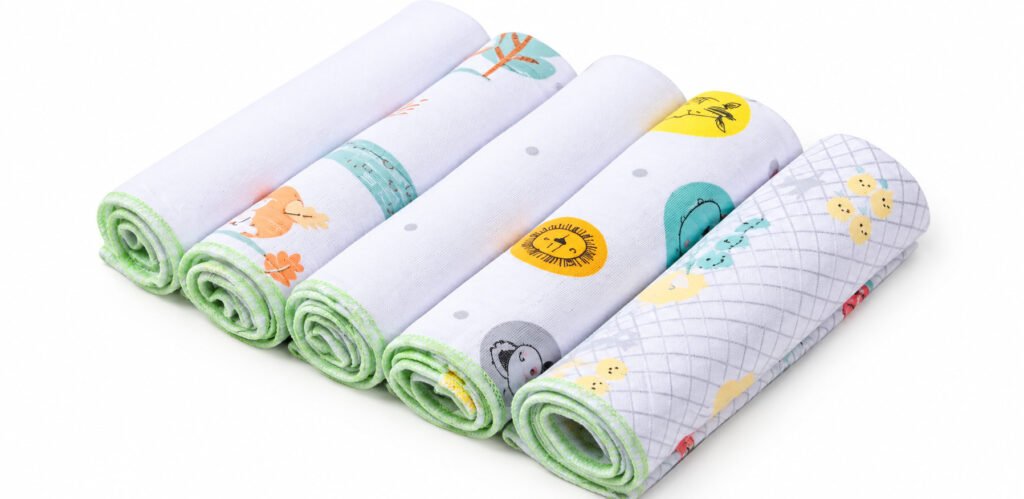 Kit com 6 fraldas de boca para bebê 100% algodão 30x30 cm