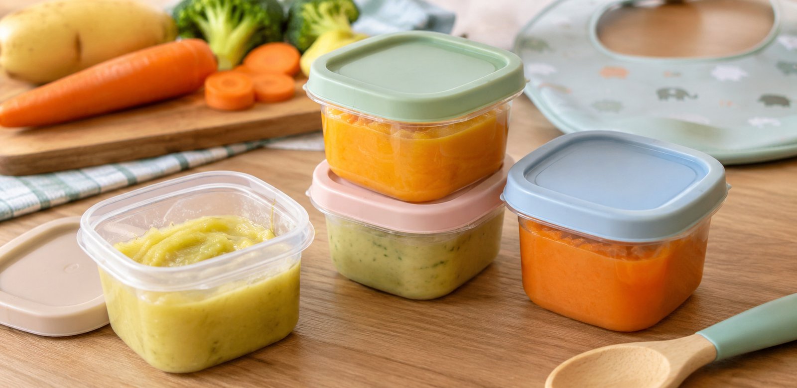 Pote pequeno para armazenar papinhas e alimentos do bebê.